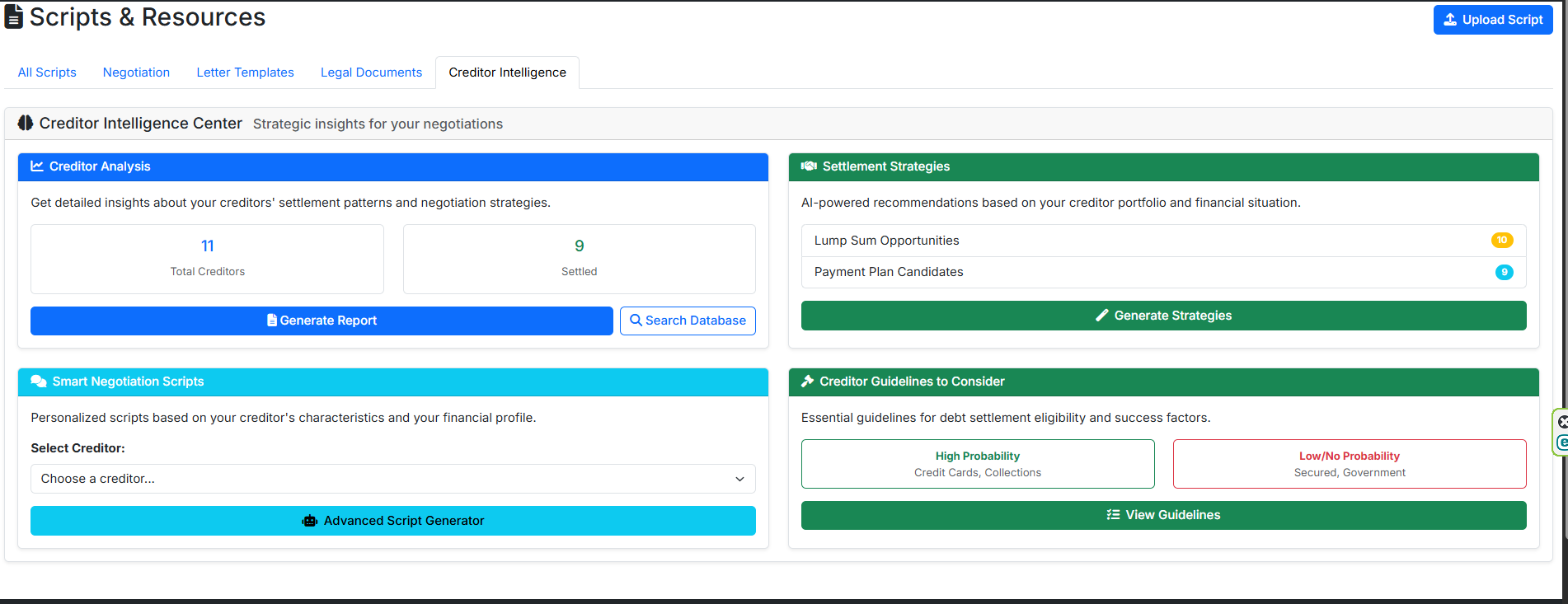 Resources and Creditor Intelligence